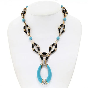Kutchinsky Platinum & 18K Yellow Gold Turquoise Onyx And Diamond Necklace