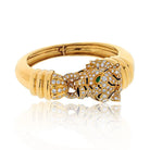 David Webb Platinum & 18K Yellow Gold Tiger Diamond And Enamel Animal Bangle Bracelet - The Back Vault