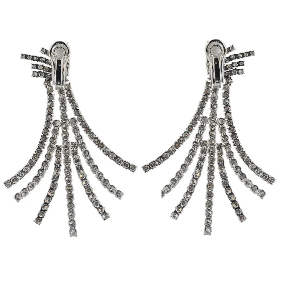 Platinum 22.00cttw Pendant Diamond 7 Row Tassel Earrings - The Back Vault