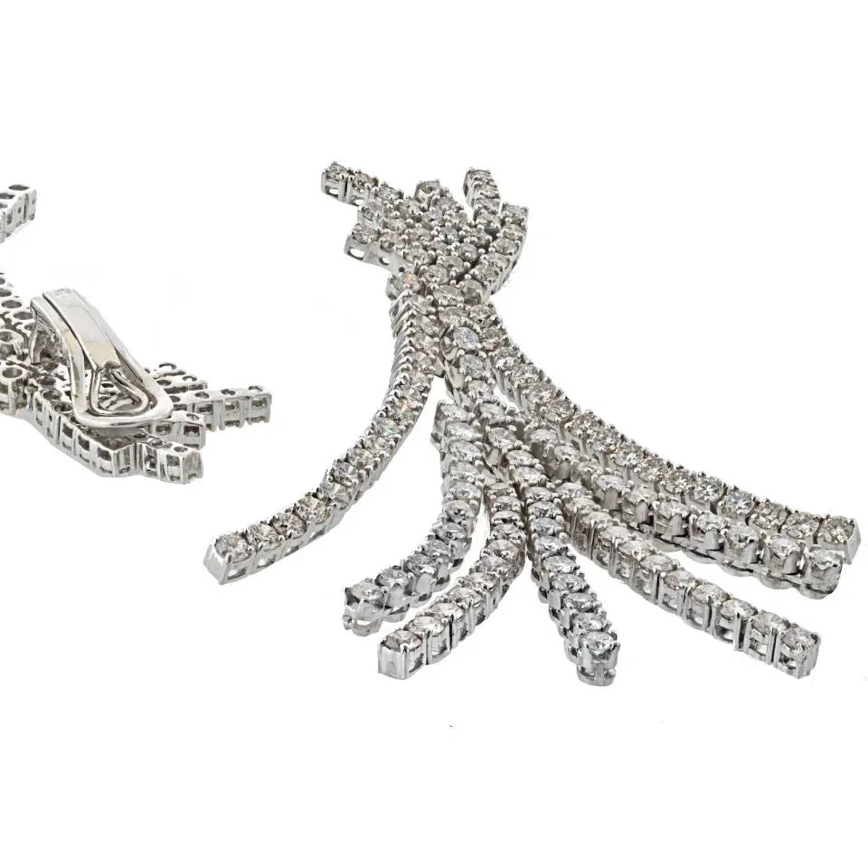 Platinum 22.00cttw Pendant Diamond 7 Row Tassel Earrings - The Back Vault