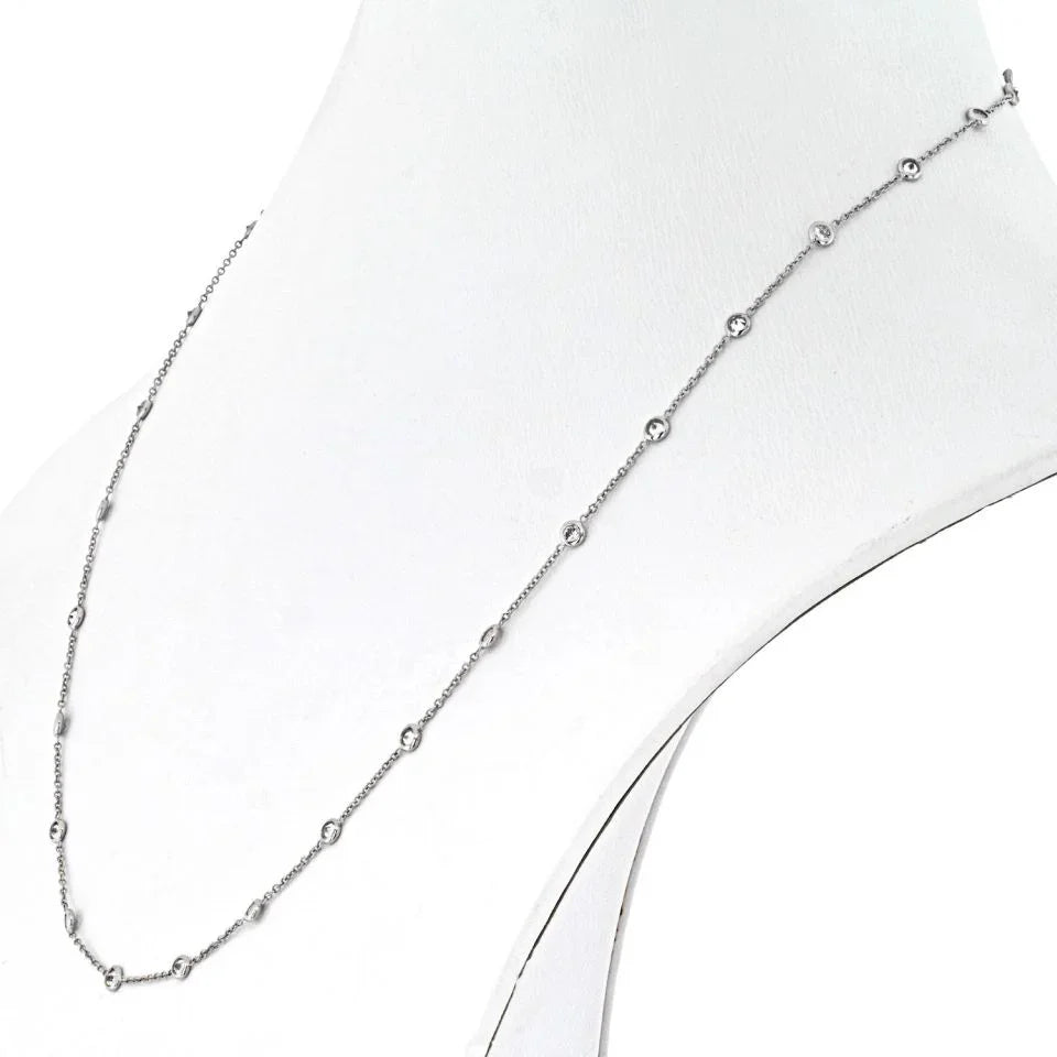 Platinum 1.96cttw Round Diamond By The Yard Diamonds by the Yard Necklace - The Back Vault