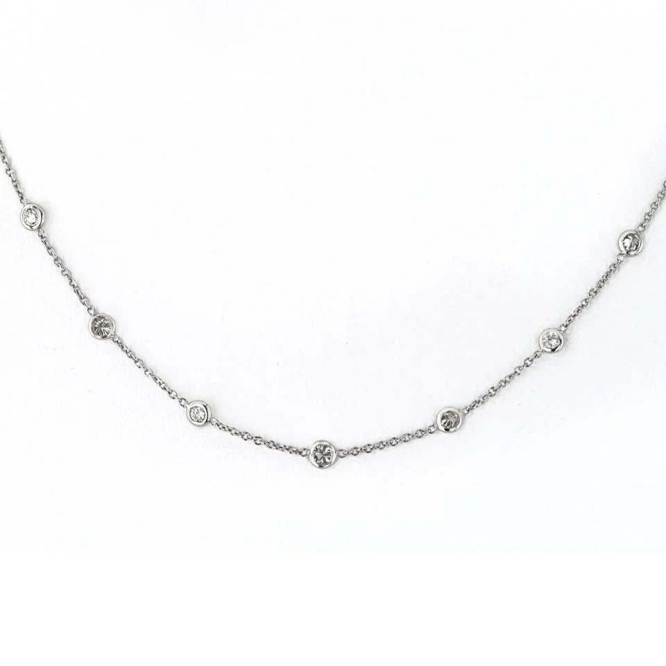 Platinum 1.96cttw Round Diamond By The Yard Diamonds by the Yard Necklace - The Back Vault