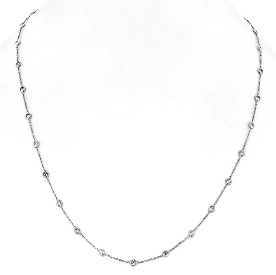 Platinum 1.96cttw Round Diamond By The Yard Diamonds by the Yard Necklace - The Back Vault