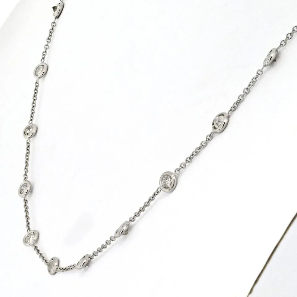 Platinum 3.40cttw Round Diamond By The Yard Chain Necklace - The Back Vault
