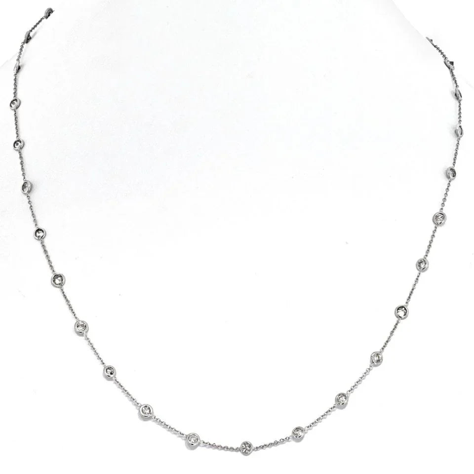 Platinum 3.40cttw Round Diamond By The Yard Chain Necklace - The Back Vault