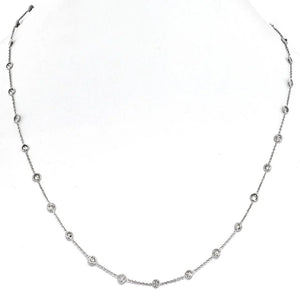 Platinum 3.40cttw Round Diamond By The Yard Chain Necklace
