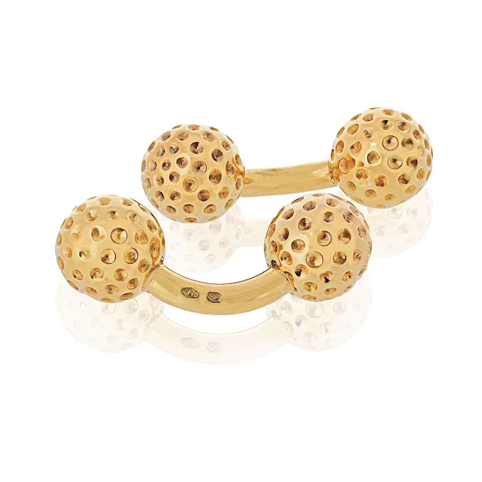 Hermes 18K Yellow Gold Golf Ball Cuff Links - The Back Vault