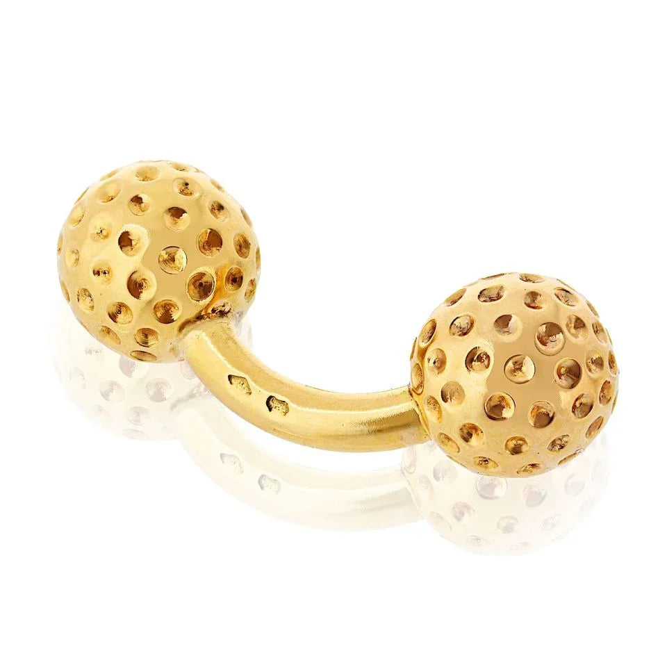 Hermes 18K Yellow Gold Golf Ball Cuff Links - The Back Vault