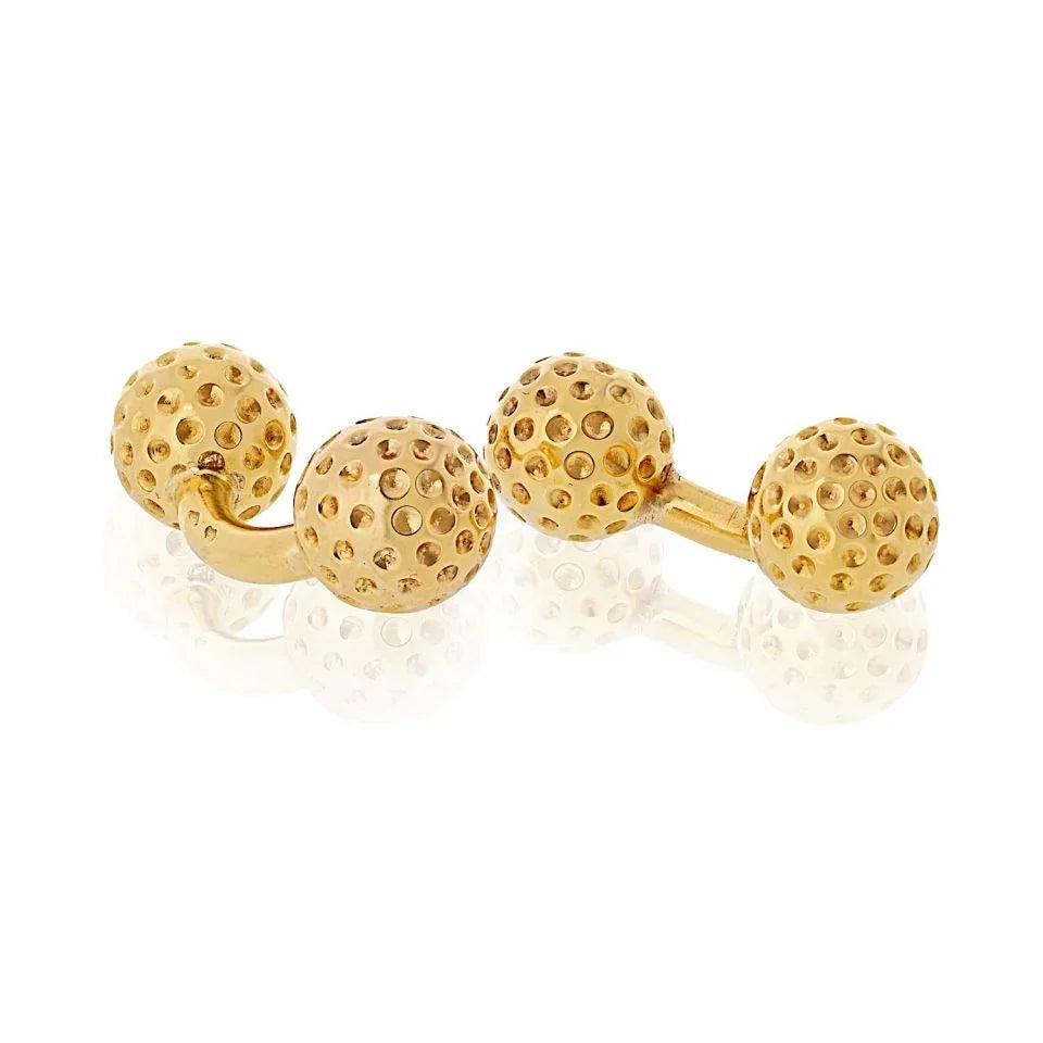 Hermes 18K Yellow Gold Golf Ball Cuff Links - The Back Vault