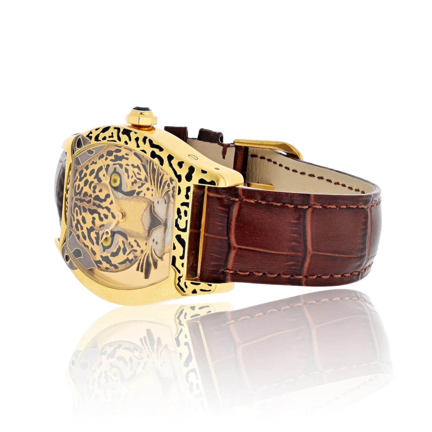 Cartier Tortue Panthère Face Limited Edition Enamel and Yellow Gold Women Wristwatch - The Back Vault