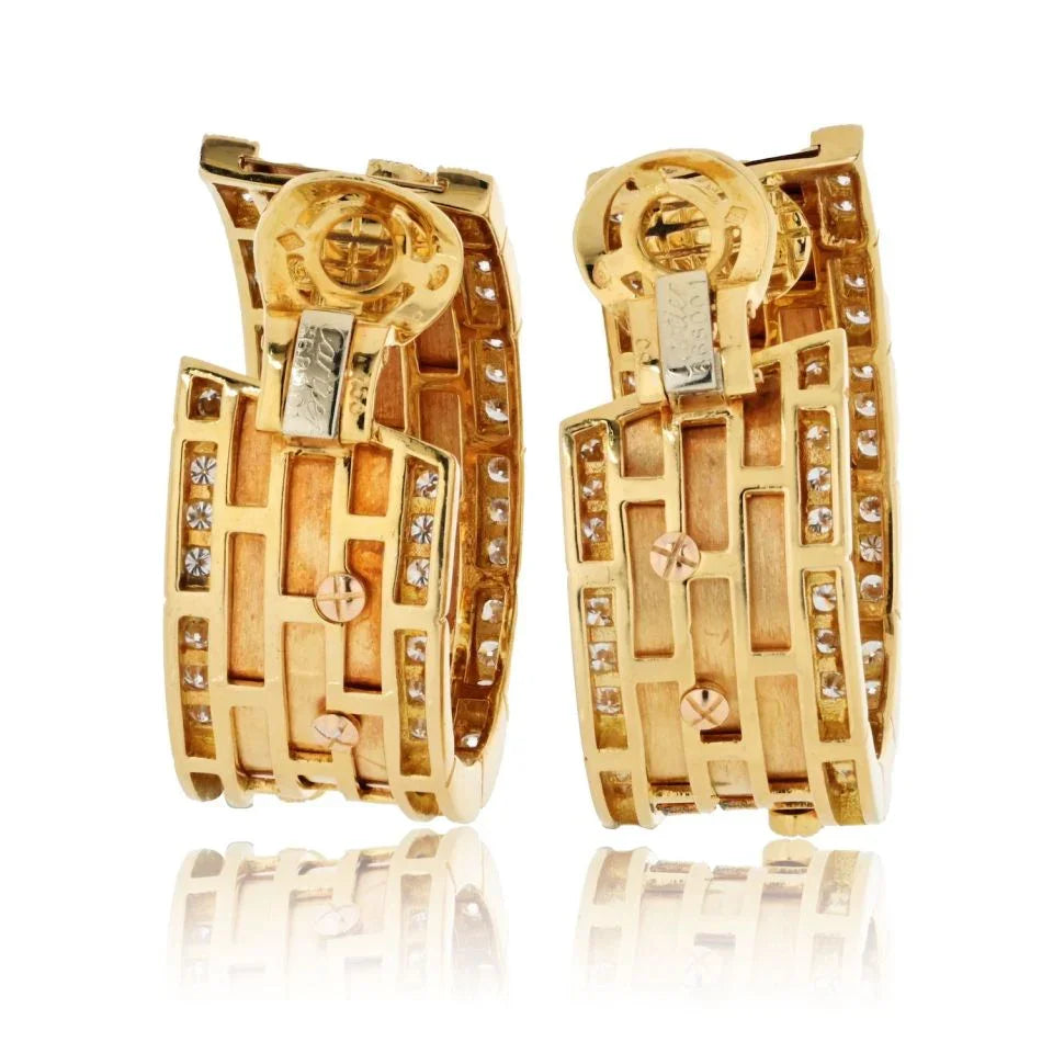 Cartier 18K Yellow Gold Walking Panthere Diamond Earrings - The Back Vault