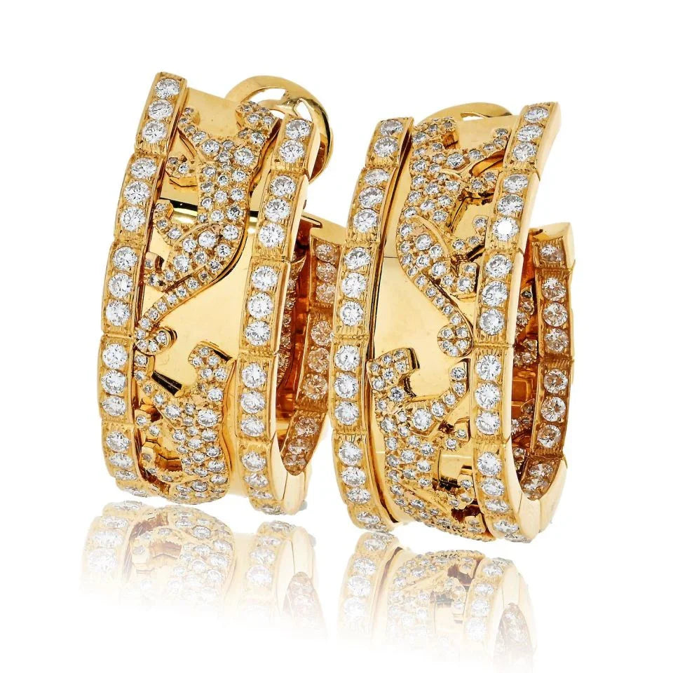 Cartier 18K Yellow Gold Walking Panthere Diamond Earrings - The Back Vault