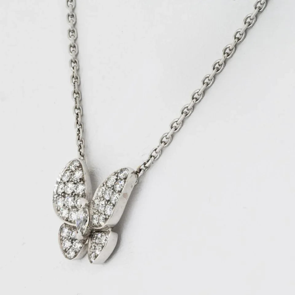 Van Cleef & Arpels 18K White Gold Diamond Butterfly Necklace - The Back Vault