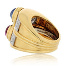 David Webb Platinum & 18K Yellow Gold Diamond Sapphire And Ruby Ring - The Back Vault