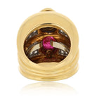 David Webb Platinum & 18K Yellow Gold Diamond Sapphire And Ruby Ring - The Back Vault