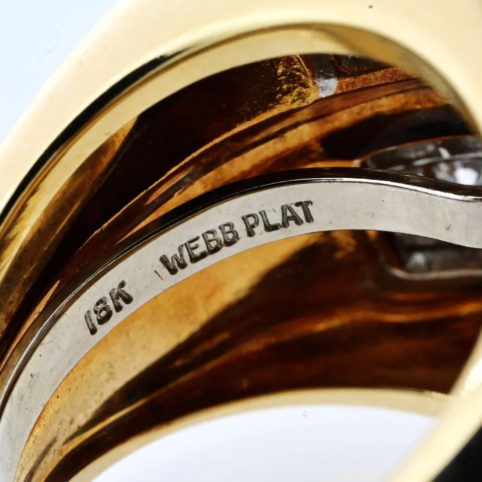 David Webb Platinum & 18K Yellow Gold Diamond Sapphire And Ruby Ring - The Back Vault