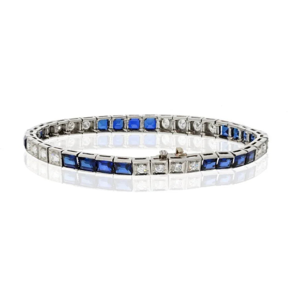 Platinum Sapphire Diamond Bracelet - The Back Vault