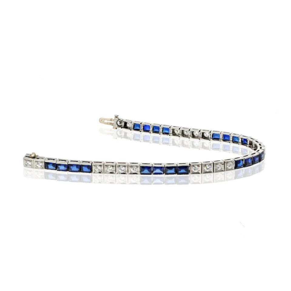 Platinum Sapphire Diamond Bracelet - The Back Vault