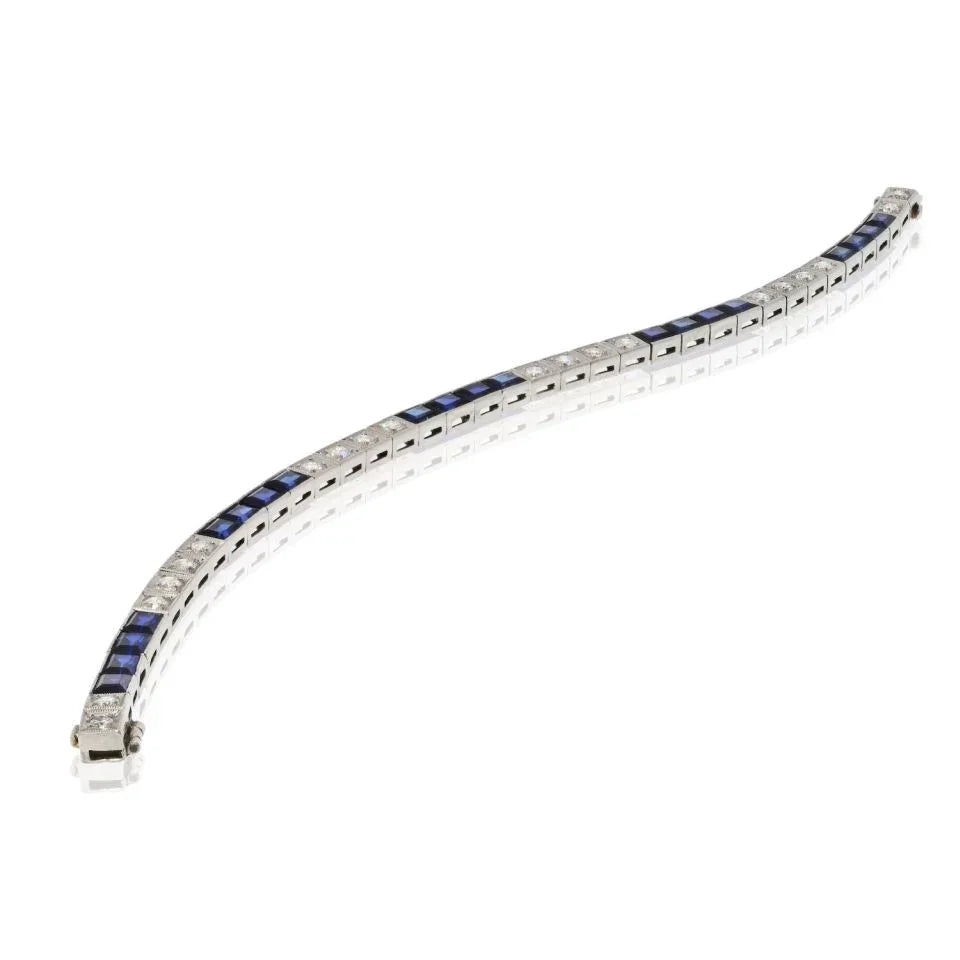 Platinum Sapphire Diamond Bracelet - The Back Vault
