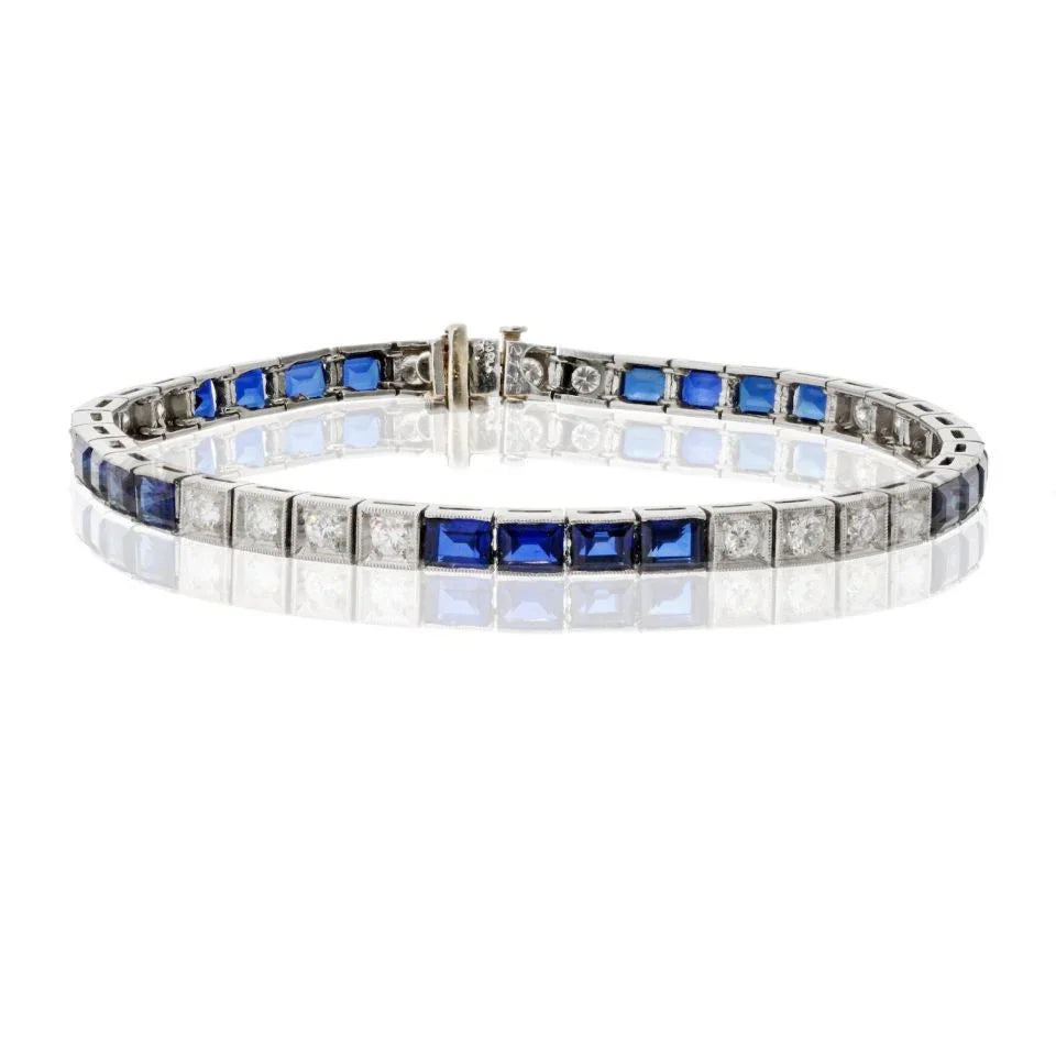 Platinum Sapphire Diamond Bracelet - The Back Vault