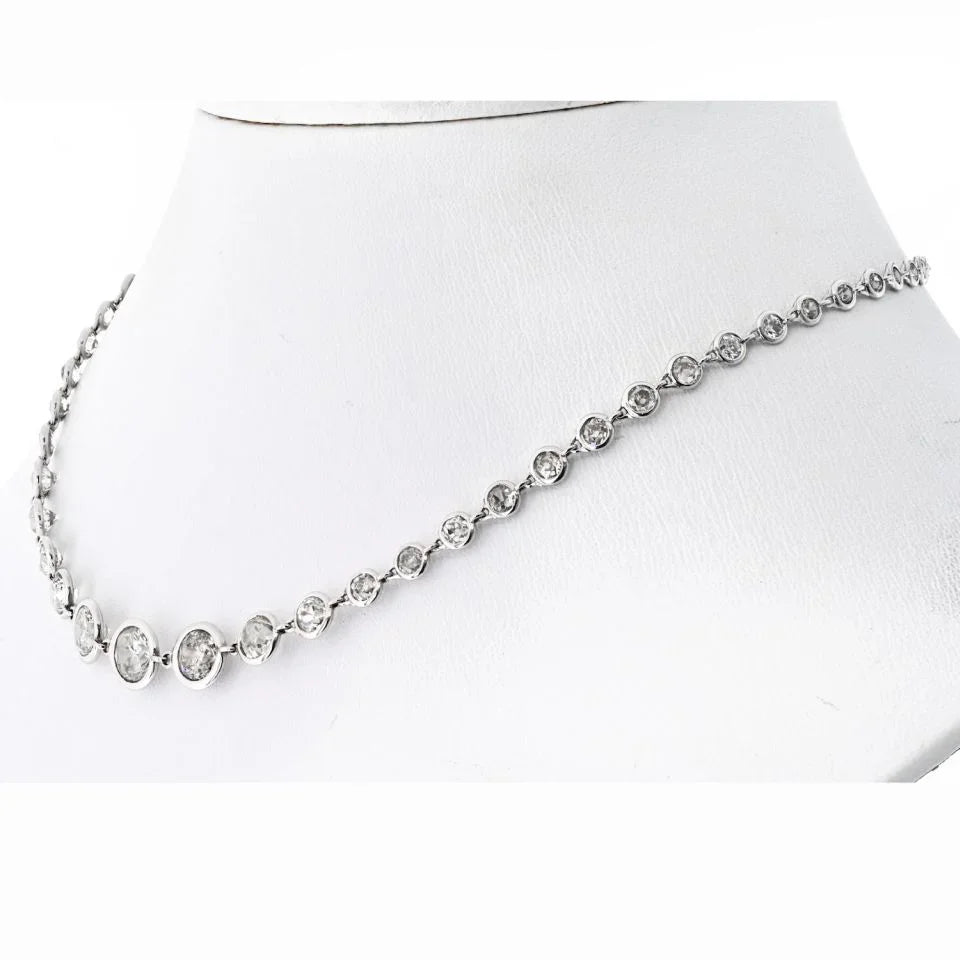 18K White Gold 10.58 Diamond Choker Necklace - The Back Vault