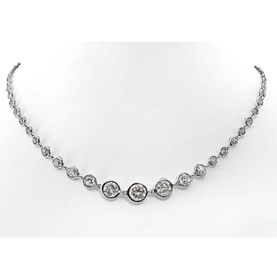 18K White Gold 10.58 Diamond Choker Necklace - The Back Vault