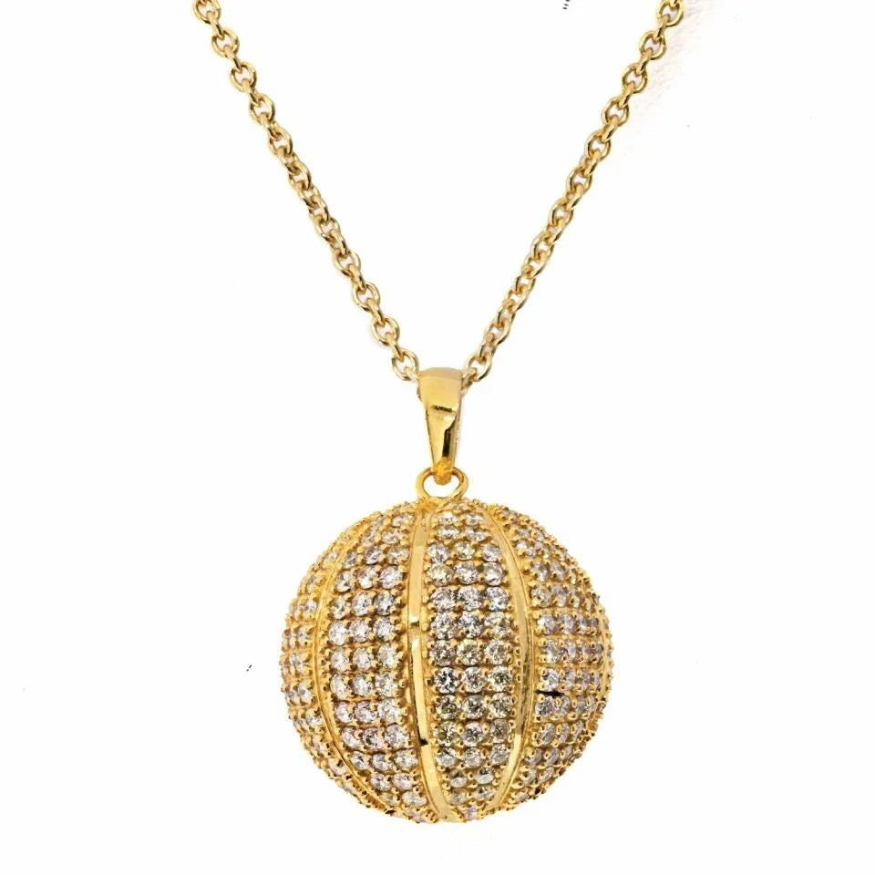 14K Yellow Gold 8.00cttw Diamond Basketball Necklace - The Back Vault