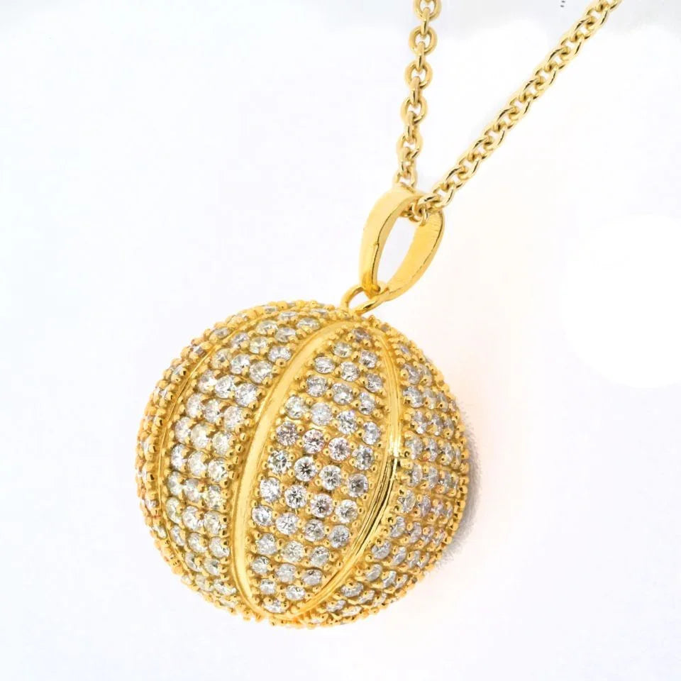 14K Yellow Gold 8.00cttw Diamond Basketball Necklace - The Back Vault