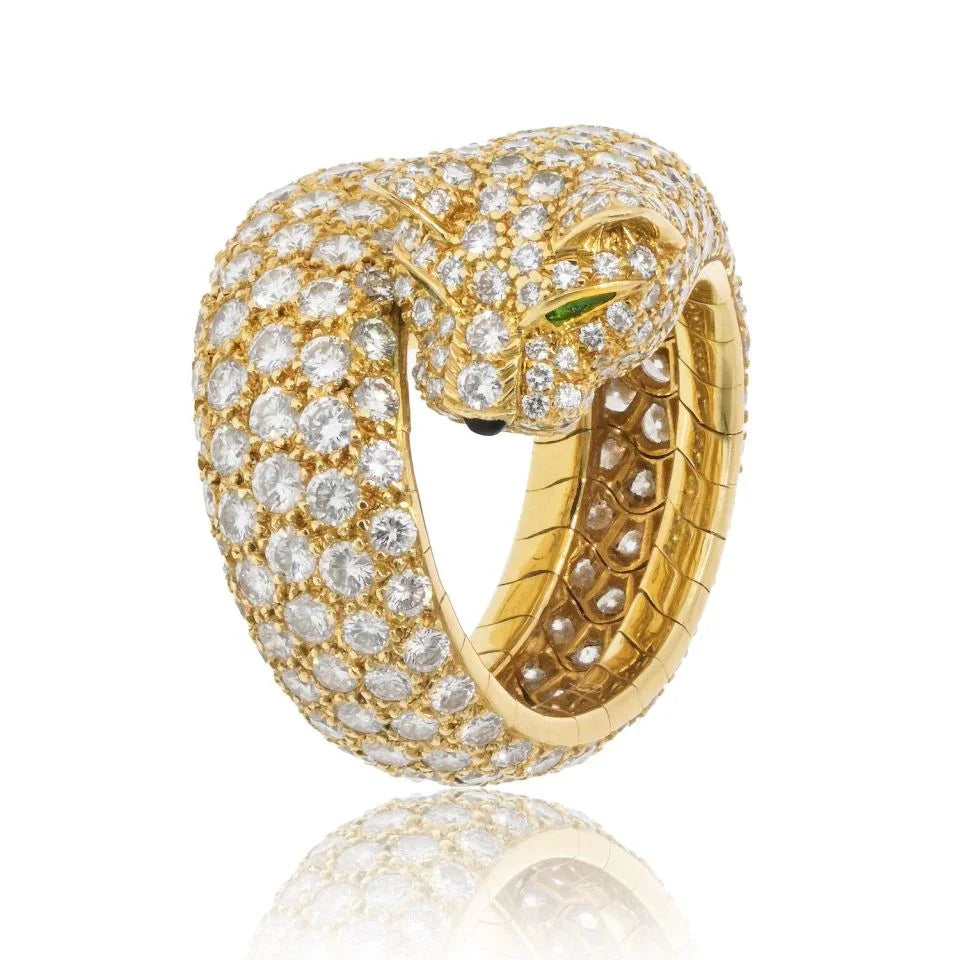 Cartier 18K Yellow Gold Diamond Panthere Ring - The Back Vault
