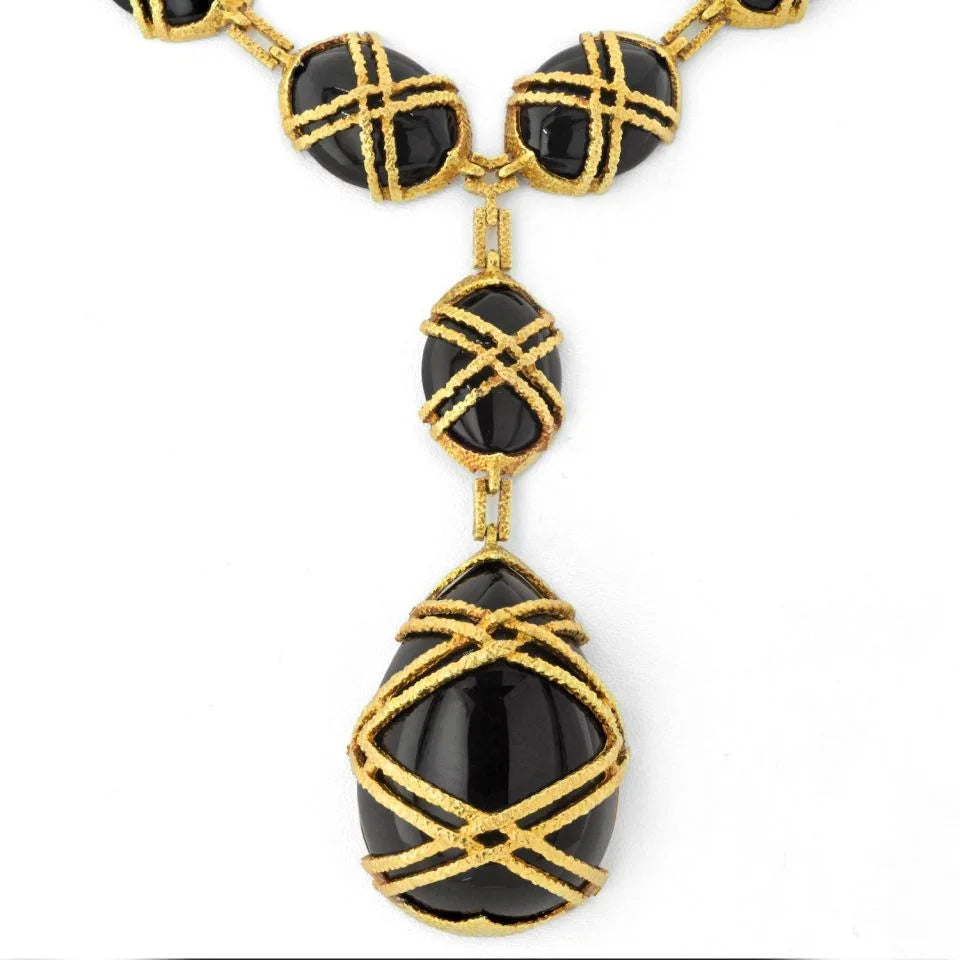 Cartier 18K Yellow Gold 1969 Black Jade Necklace - The Back Vault