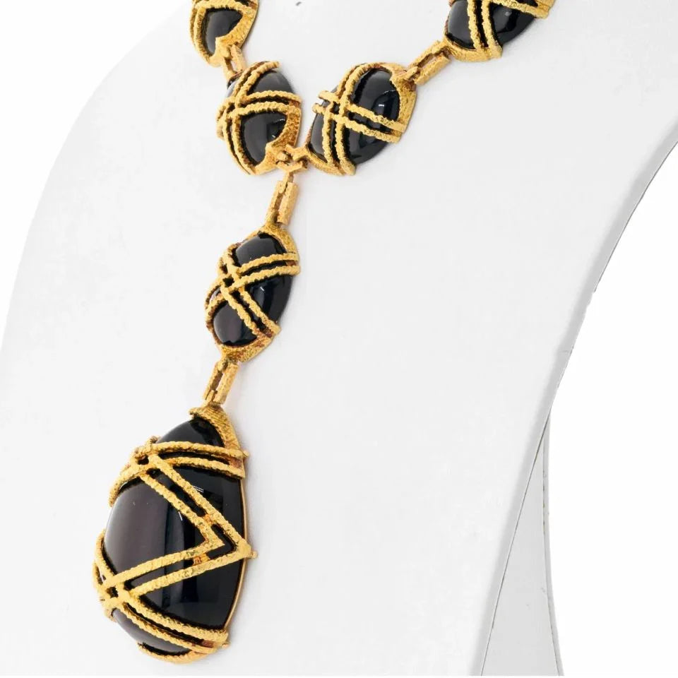 Cartier 18K Yellow Gold 1969 Black Jade Necklace - The Back Vault
