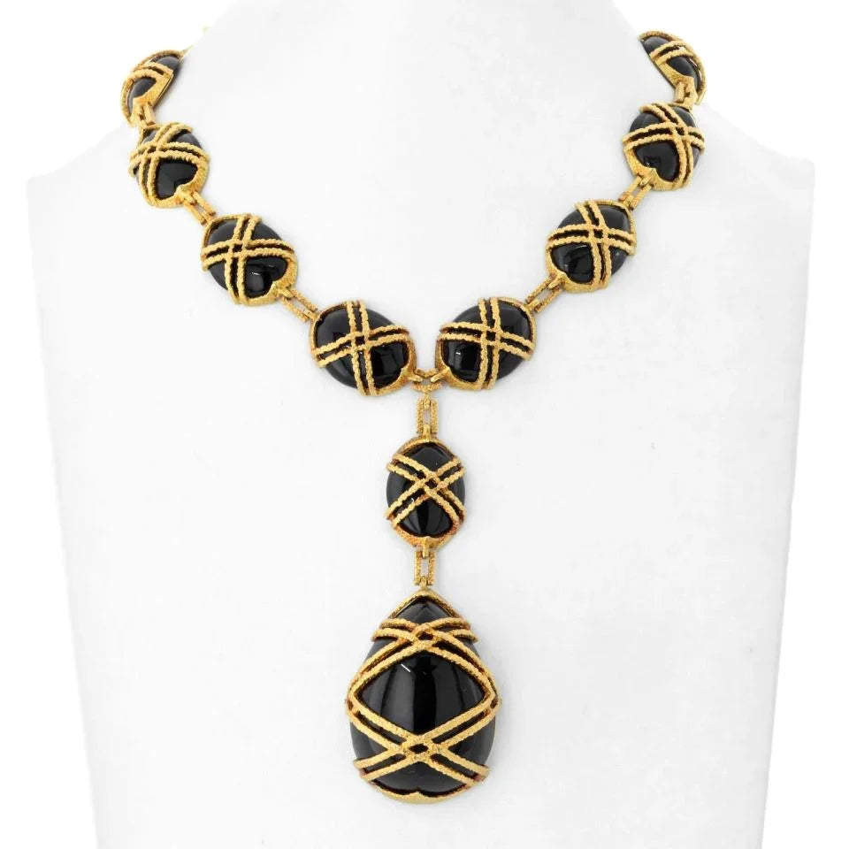 Cartier 18K Yellow Gold 1969 Black Jade Necklace - The Back Vault