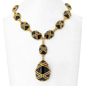 Cartier 18K Yellow Gold 1969 Black Jade Necklace