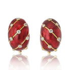 Tiffany & Co. Schlumberger Platinum & 18K Yellow Gold Red Enamel Diamond Earrings - The Back Vault