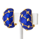 Tiffany & Co. Schlumberger Platinum & 18K Yellow Gold Lozenge Blue Enamel Earrings - The Back Vault