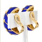 Tiffany & Co. Schlumberger Platinum & 18K Yellow Gold Lozenge Blue Enamel Earrings - The Back Vault