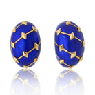 Tiffany & Co. Schlumberger Platinum & 18K Yellow Gold Lozenge Blue Enamel Earrings - The Back Vault