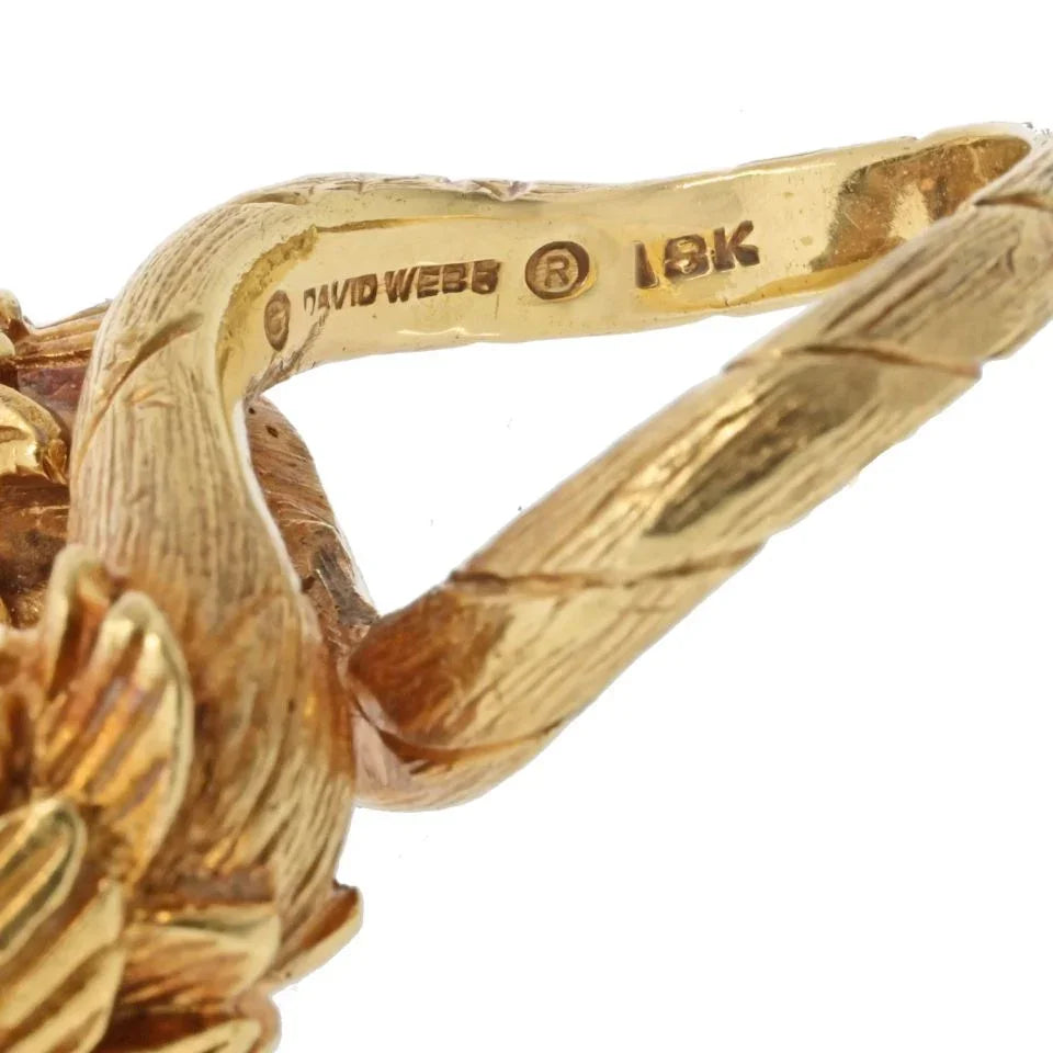 David Webb Platinum & 18K Yellow Gold Double Head Lion Ring - The Back Vault