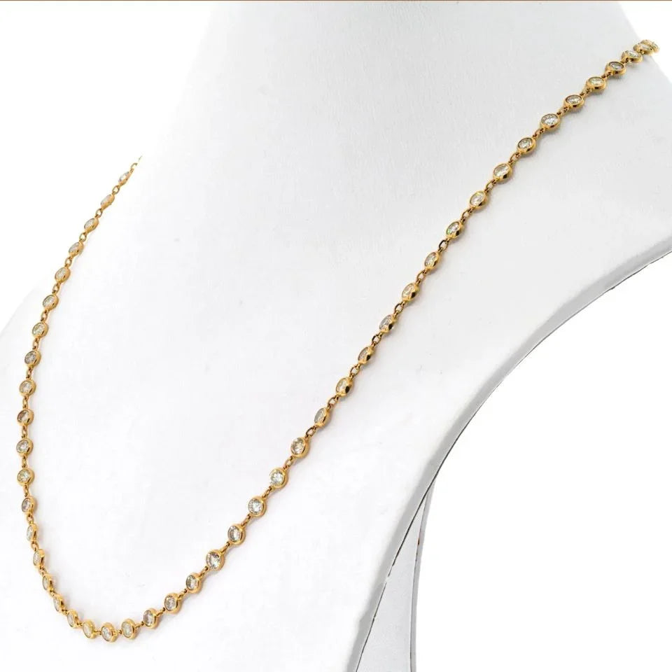 18K Yellow Gold 11.68cttw Diamond By The Yard Necklace - The Back Vault