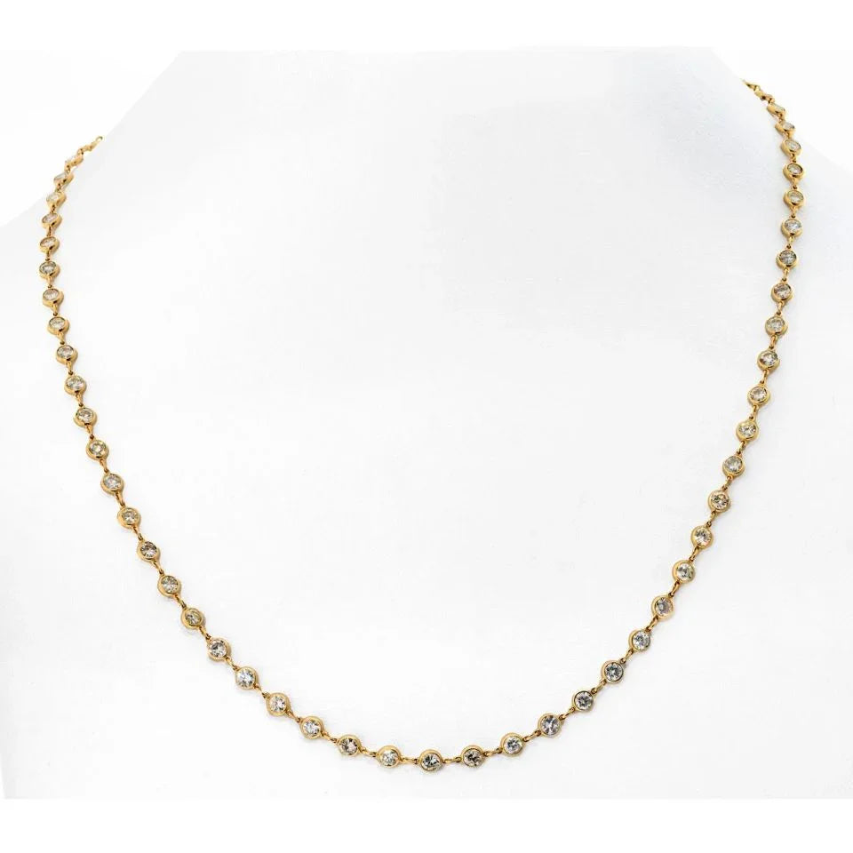 18K Yellow Gold 11.68cttw Diamond By The Yard Necklace - The Back Vault