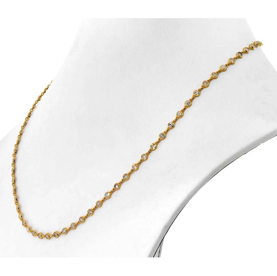 18K Yellow Gold 6.02cttw Diamond By The Yard Necklace - The Back Vault
