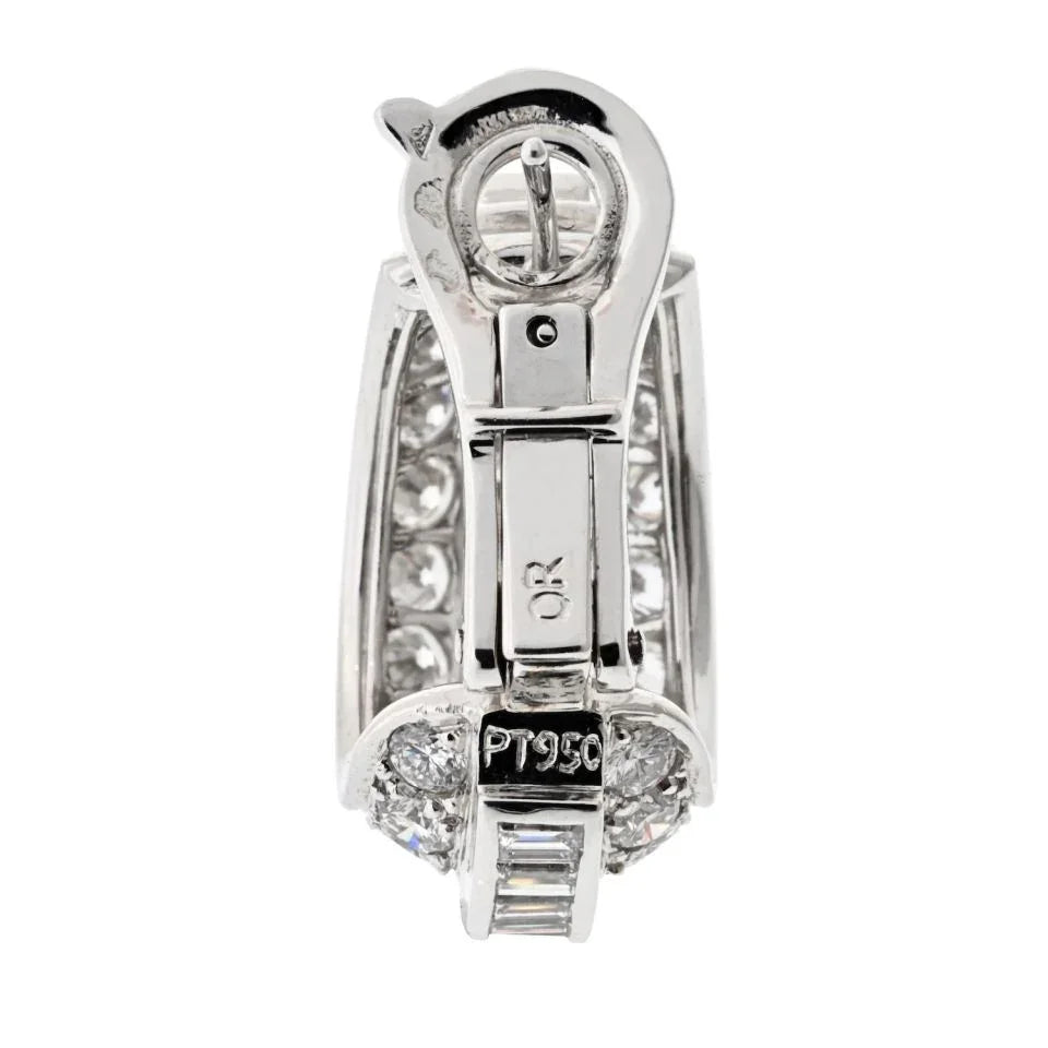 Cartier Platinum 8.00cttw Diamond Huggie With Round And Baguette Earrings - The Back Vault