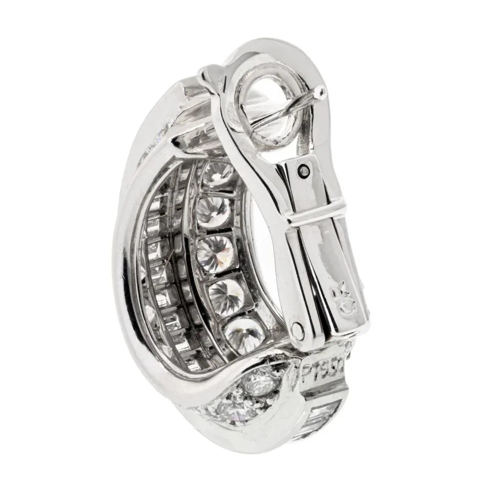 Cartier Platinum 8.00cttw Diamond Huggie With Round And Baguette Earrings - The Back Vault