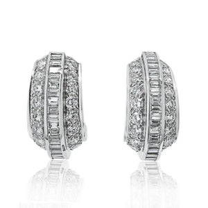 Cartier Platinum 8.00cttw Diamond Huggie With Round And Baguette Earrings