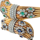 David Webb 18K Yellow Gold Diamond And Gemset Bypass Bracelet - The Back Vault