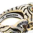 David Webb Platinum & 18K Yellow Gold Zebra With Diamonds And Ruby Eyes Ring - The Back Vault