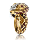 David Webb Platinum & 18K Yellow Gold Brown Enamel Snake Diamond Ring - The Back Vault