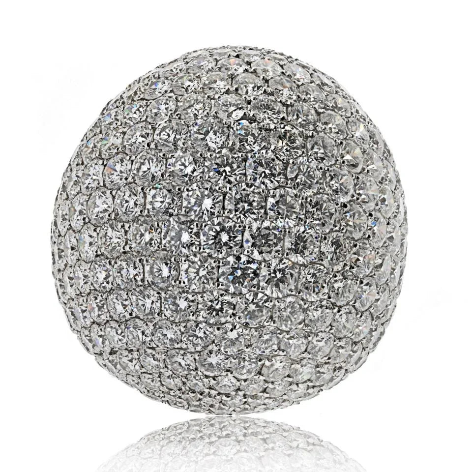 18K White Gold 14cttw Round Diamond Pave Dome Ring - The Back Vault