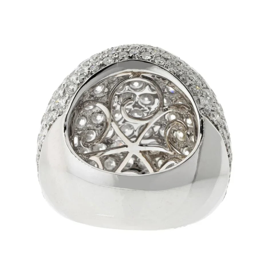 18K White Gold 14cttw Round Diamond Pave Dome Ring - The Back Vault