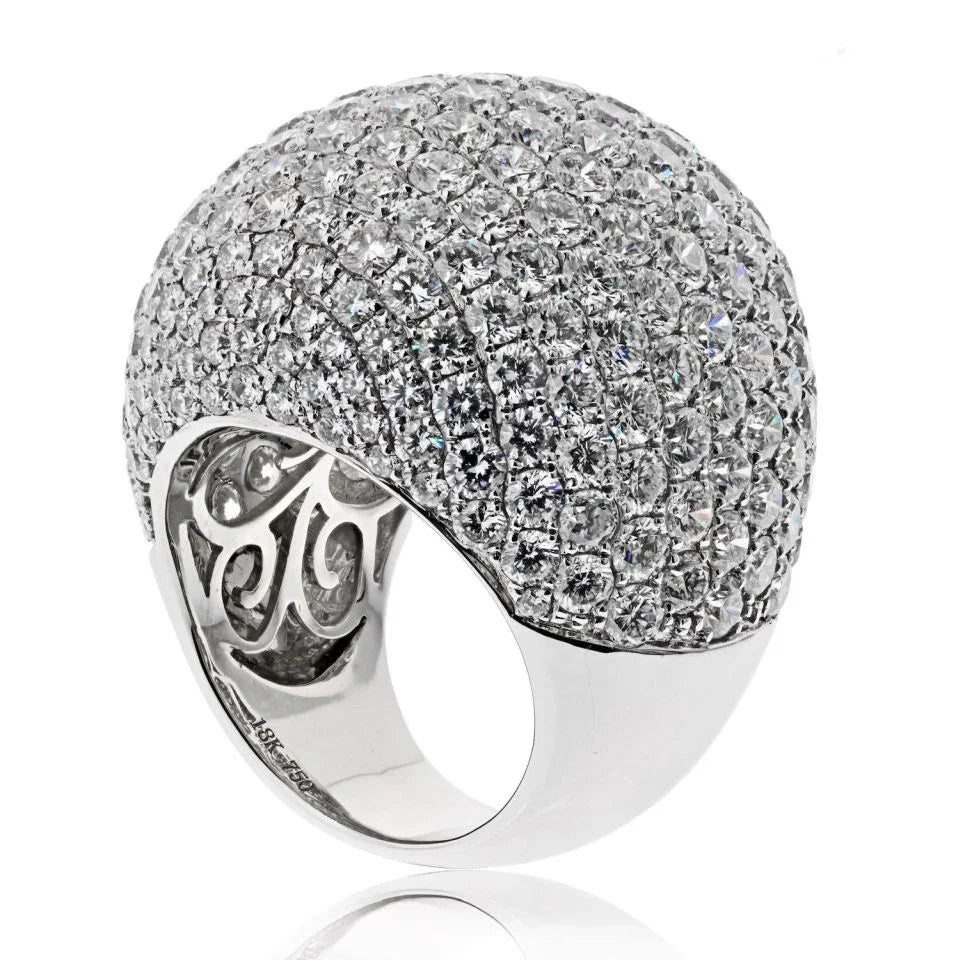 18K White Gold 14cttw Round Diamond Pave Dome Ring - The Back Vault